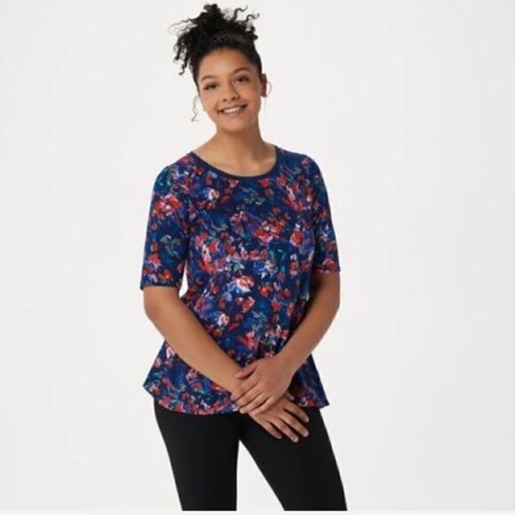 Cuddle Duds Animal Print Leopard Crew Neck Elbow sleeve Knit Pullover Peplum Top - Picture 6 of 7